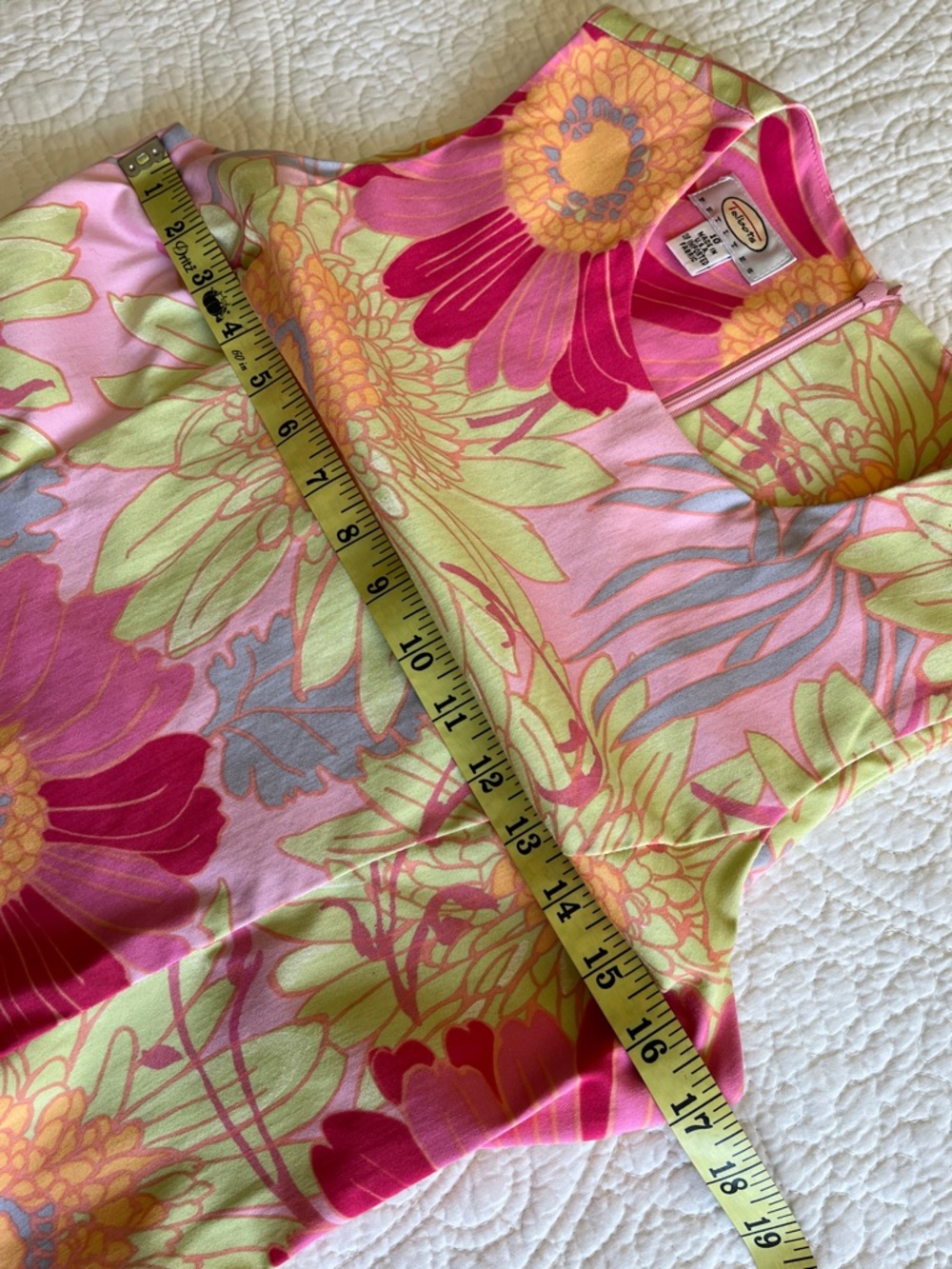 Talbots Petites Sleeveless Sheath Dress Multi Floral Pink Green Womens 10 Preppy - Picture 12 of 17